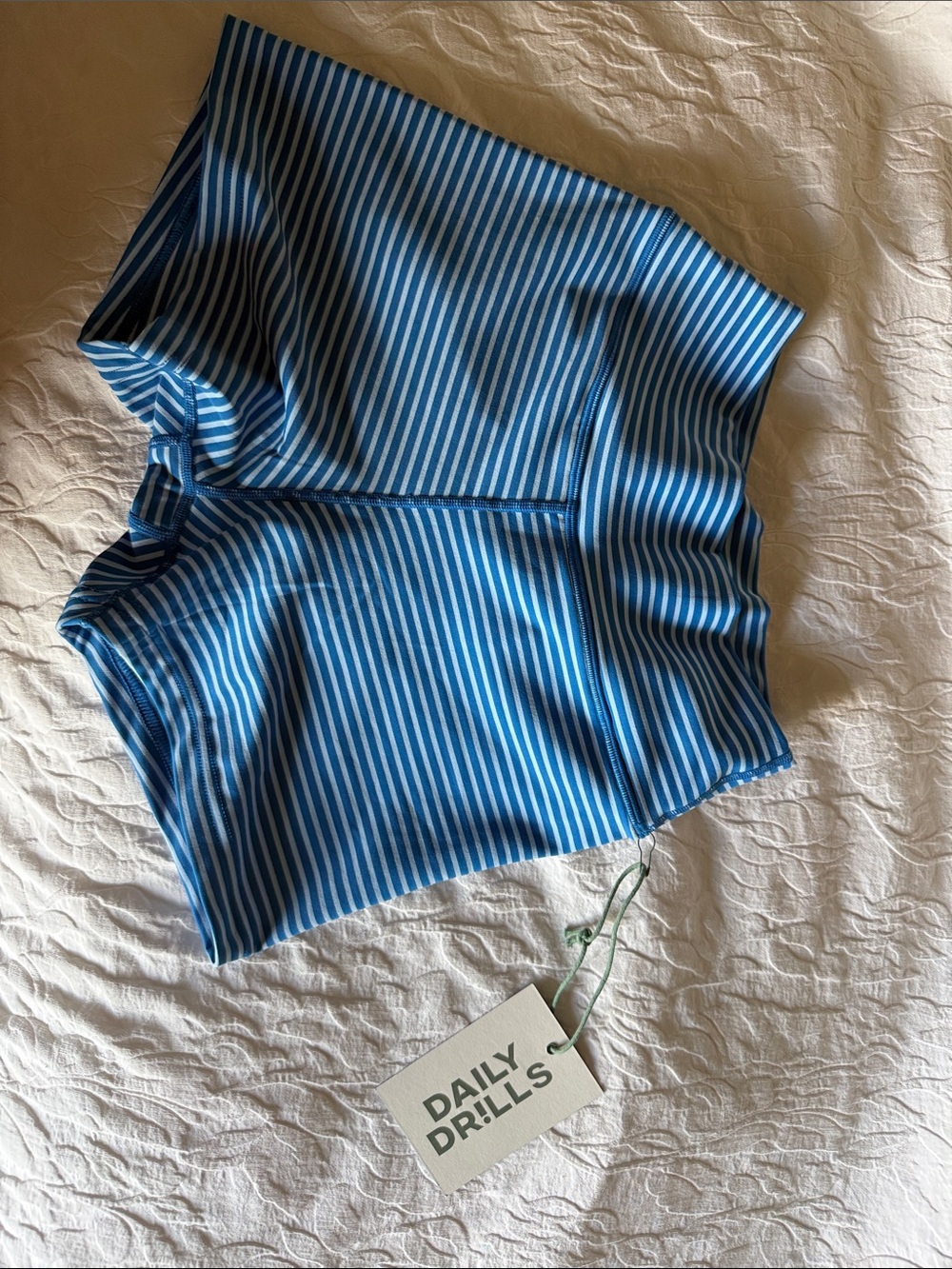 Daily Drills Blue and White Striped Bike Shorts